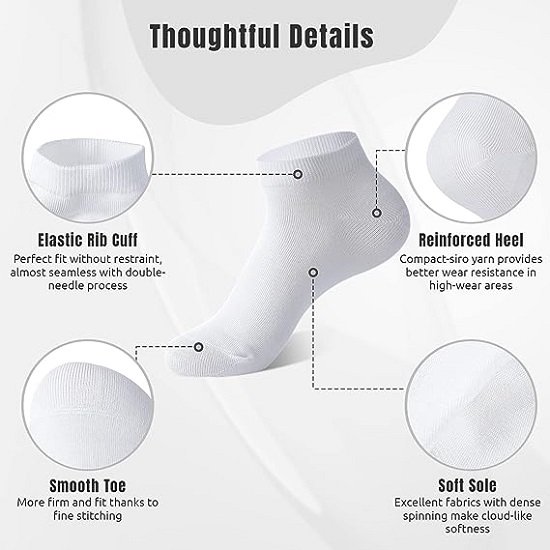 Mens Ankle Socks, Socks for Men, Low Cut Socks Casual Cotton Socks 6 Pairs